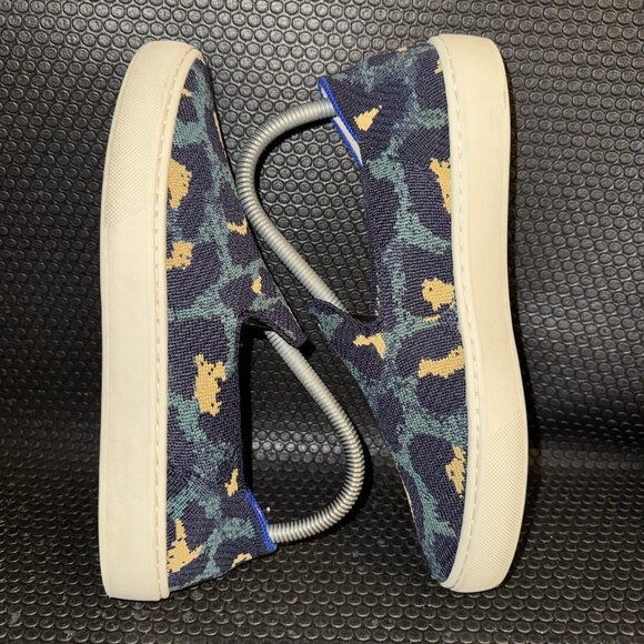 Rothy’s The Original Slip On Blue Leopard Print Comfort Sneaker Women’s Size 7.5 - Picture 5 of 8